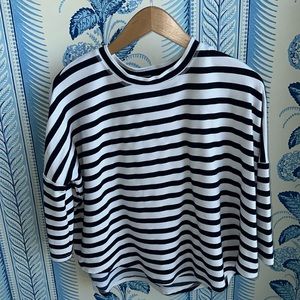 Pomander Place Black and White Striped Long Sleeve Tee